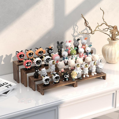 2 Pack Wooden Tiered Display Stand(12-11.2-10.4-9.6 Inch) Rustic Farmhouse Decor For Perfume Collectibles Cupcake Craft Fair Vendor