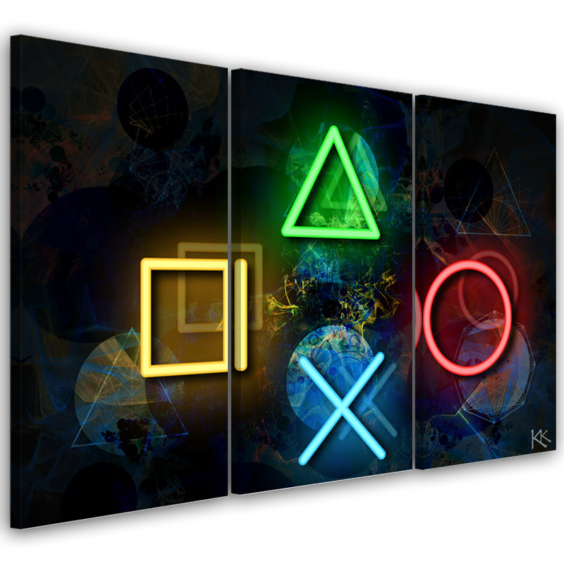 Buttons For The Controller - 3 Piece No Frame Print on Canvas, 60cm H x 90cm W