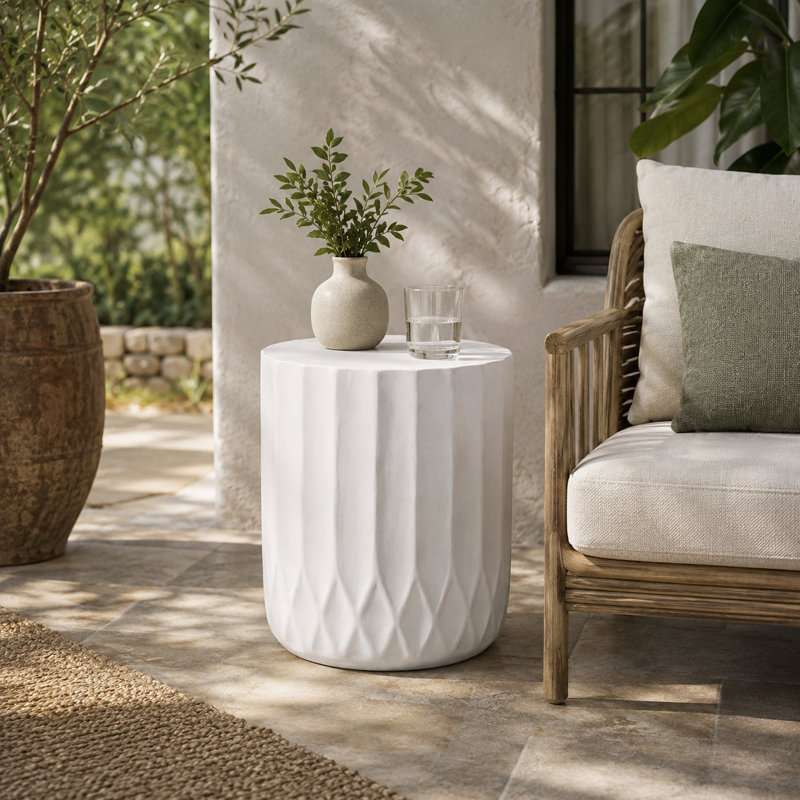 Table de bout ronde moderne et minimaliste à texture géométrique