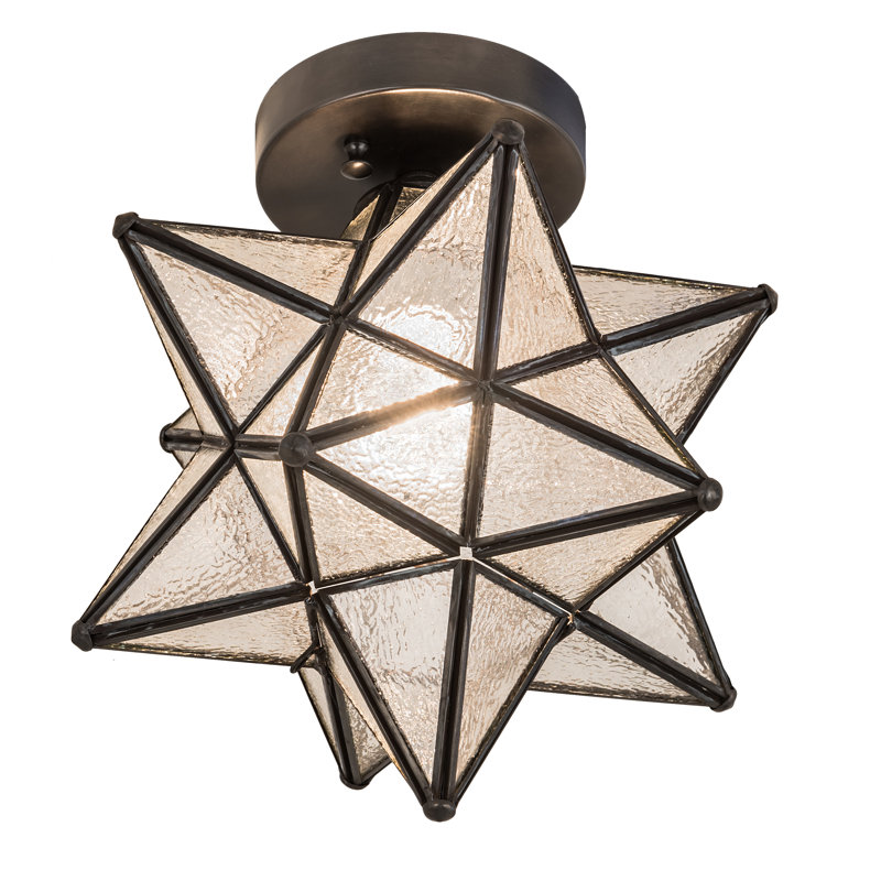 Plafonnier semi-encastré 1 lumière 12 po Backes, Verre puceux transparent