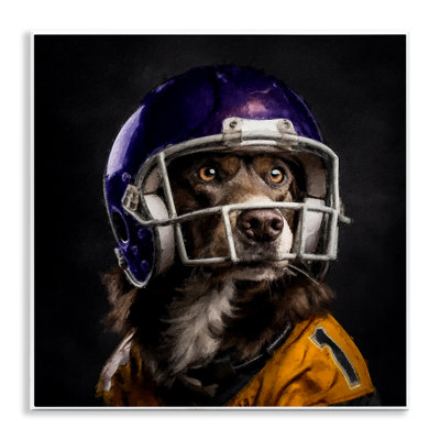 Art mural "Chien avec casque de football" par Sean Parnell