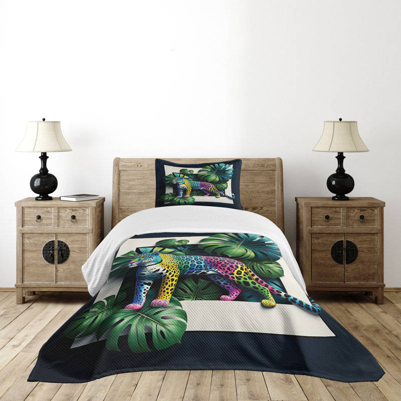 Floral Coverlet, Twin Coverlet / Bedspread + 1 Standard Sham