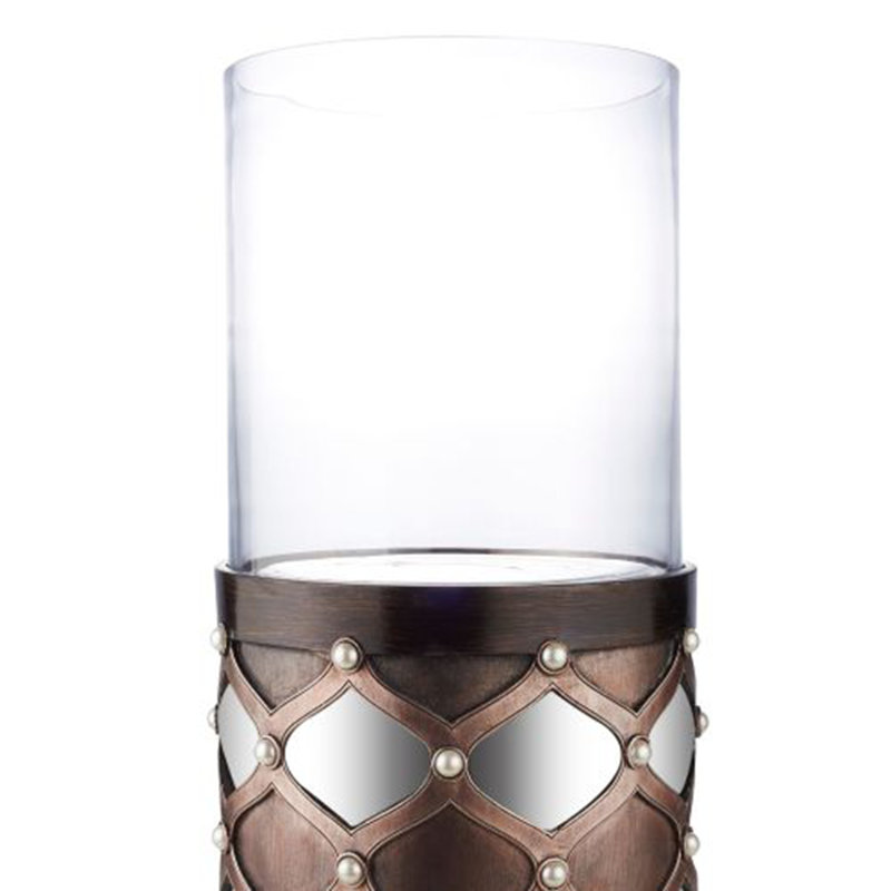 Grand bougeoir avec verre ouragan, H 22 po x l 11,25 po x P 11,25 po