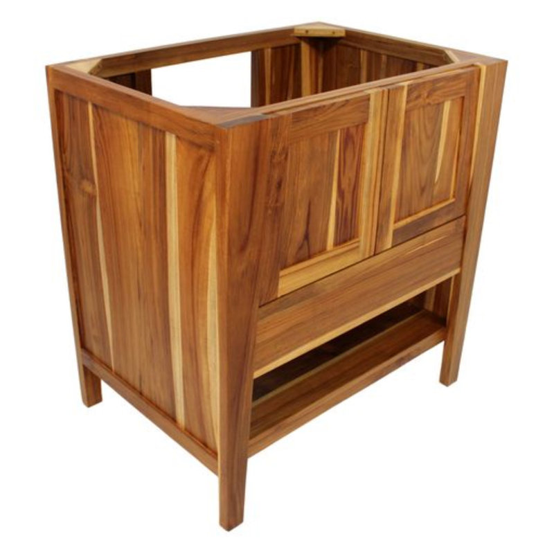 EcoDecors Significado 30" Teak Wood Free Standing Bathroom Vanity in EarthyTeak Finish, Brown
