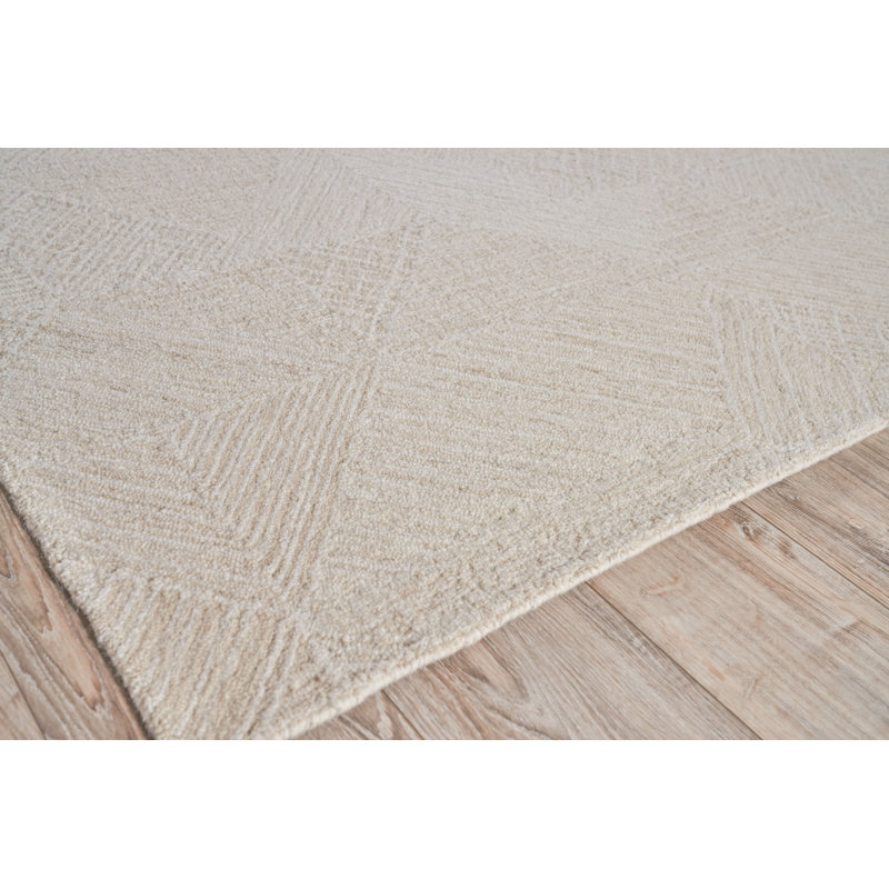 Caprice Geometric Handmade Tufted Area Rug, Beige/Ivory, Rectangle 8' x 10'