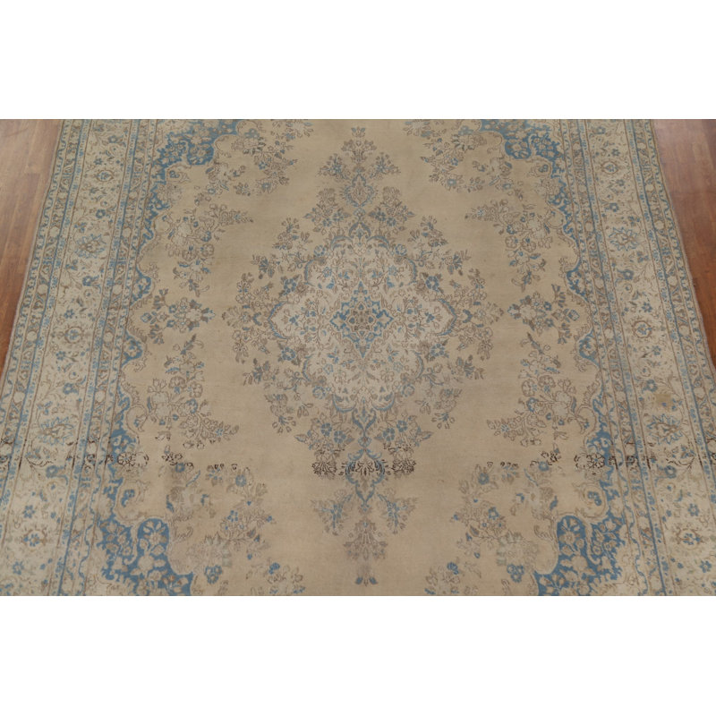 Tapis persan délavé noué à la main Palace taille Mashad 11 x 14
