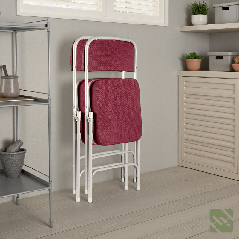Chaise pliante rembourrée Bernadine, Rouge / gris