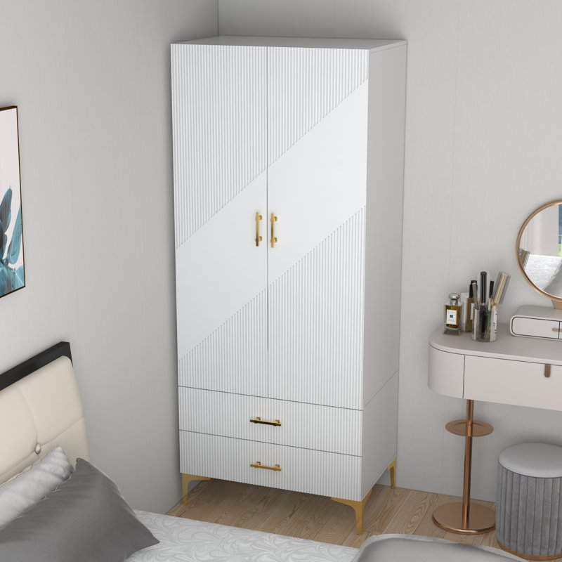 Rebbekah white wardrobe closet with doors and drawers,armoire closet, wardrobe storage closet
