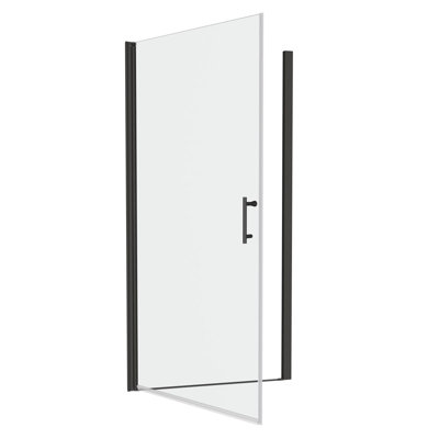 1 3/8" Adjustment,Universal Pivot Shower Door, Open Outside, With 1/4" Tempered Glass And Matted Black Finish 3072