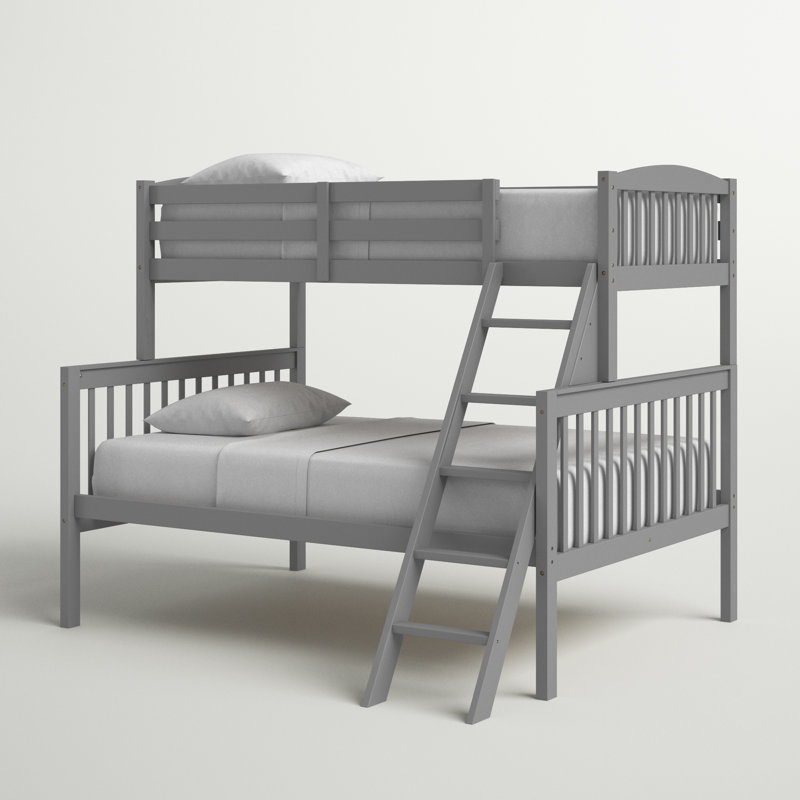 Lit superposé simple au-dessus de double en bois massif Astrid, Gris