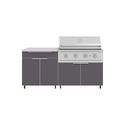 Ensemble d'armoires d'extérieur en aluminium 4 pièces avec barbecue performance 40 po - propane liquide et comptoir en acier inoxydable 32 po