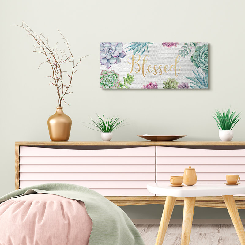 Chic, bienheureuse expression mauve, verdure succulente, H 13 po x l 30 po x P 1,5 po, Toile tendue