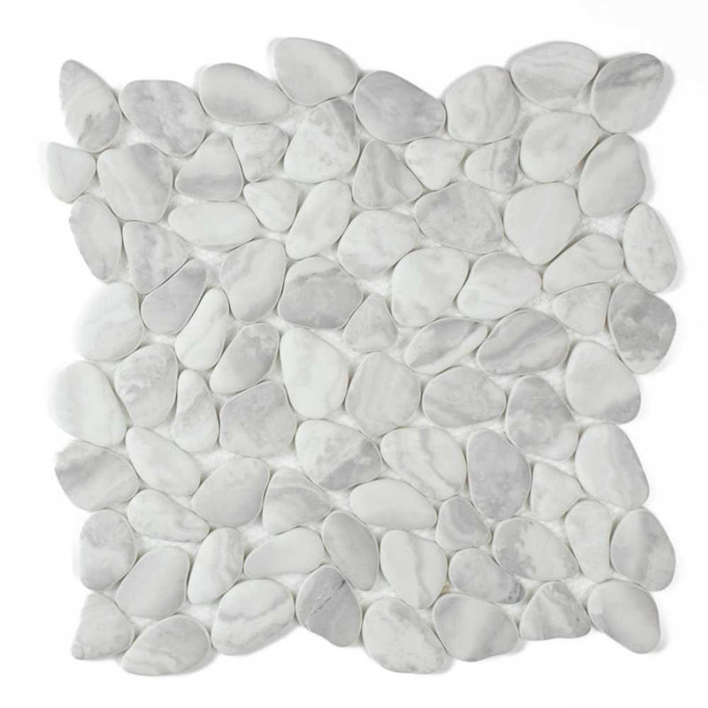 Huron Glass Pebbles Mosaic Tile, Glacier