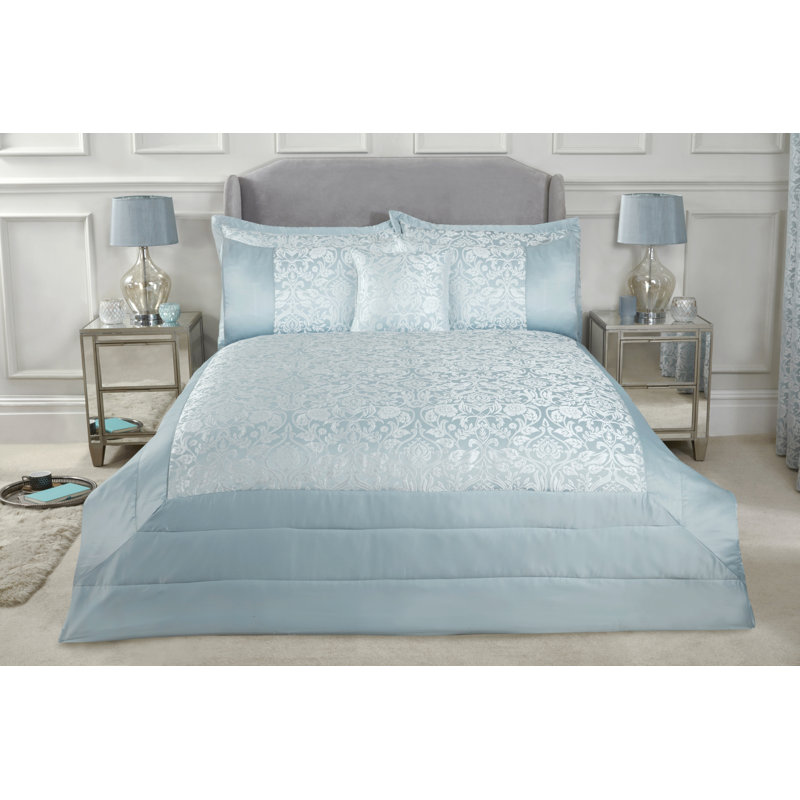 Eden Polyester Floral Bedspread, Duck Egg