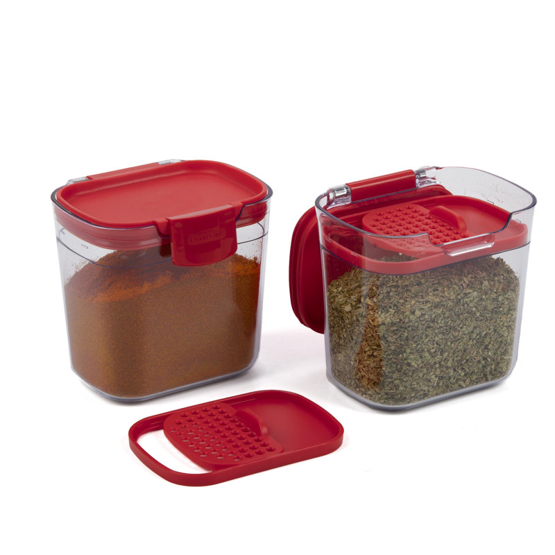 Food Storage Container, Clear/Red