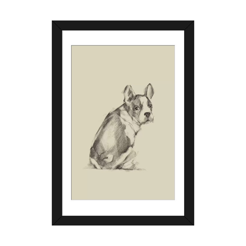 « chiot dog eyes iv », reproduction sur toile tendue Ethan Harper, Papier d'art encadré noir, Blanc