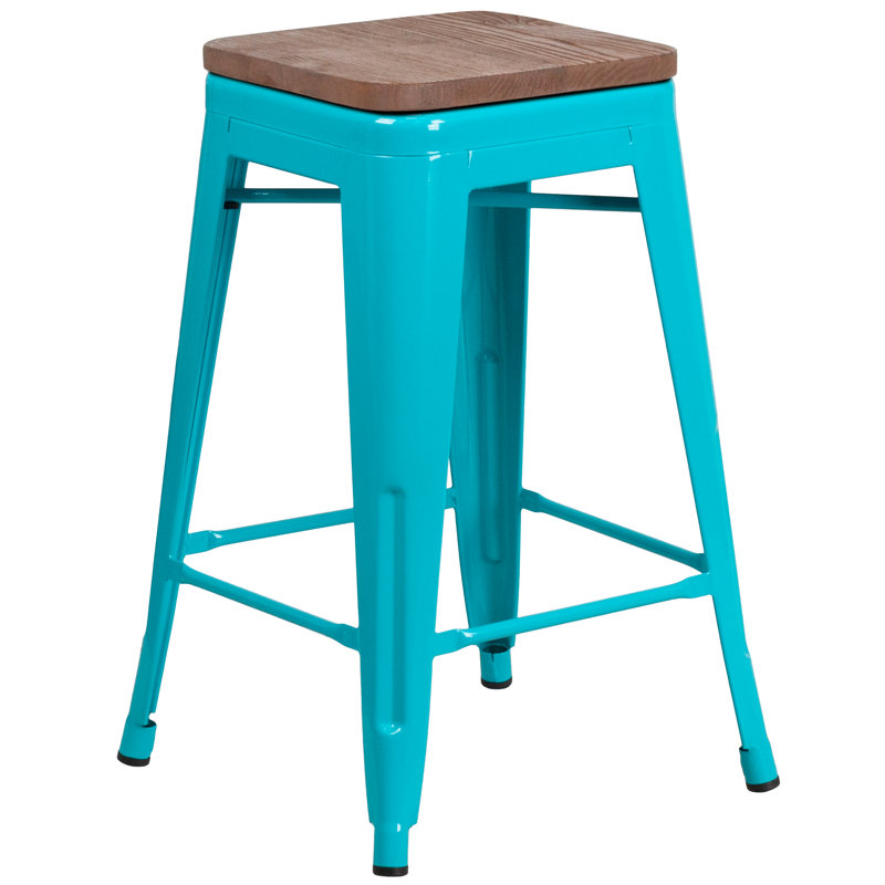 Tabouret à hauteur de comptoir 24 po Gladus, Bleu sarcelle, 1, Tabouret de comptoir (assise de 24 po de hauteur)
