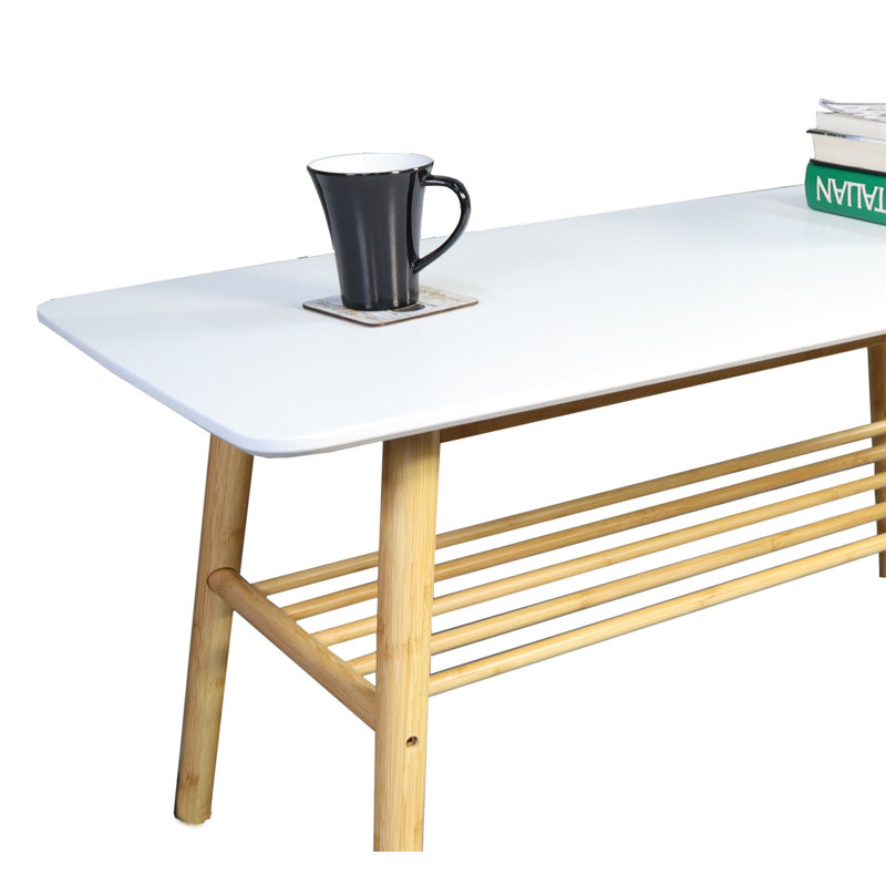 Maribel Four Leg Coffee Table with Storage, White