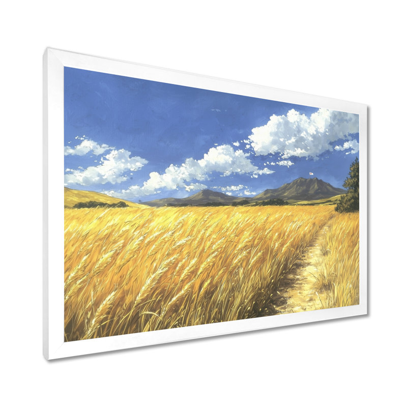Dorrel Meadow Golden Fields of Corn II - prairie, art mural, Cadre simple, H 12 po x l 20 po, Blanc