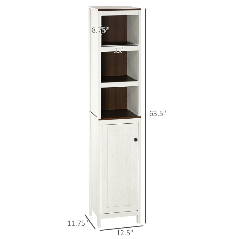 Grande armoire de rangement pour salle de bain, armoire tour autoportante avec tablettes ouvertes et tablette réglable, armoire de style moderne pour salle de bain