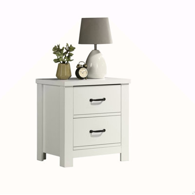 21.5"W White 2-Drawer Nightstand Bedside Table