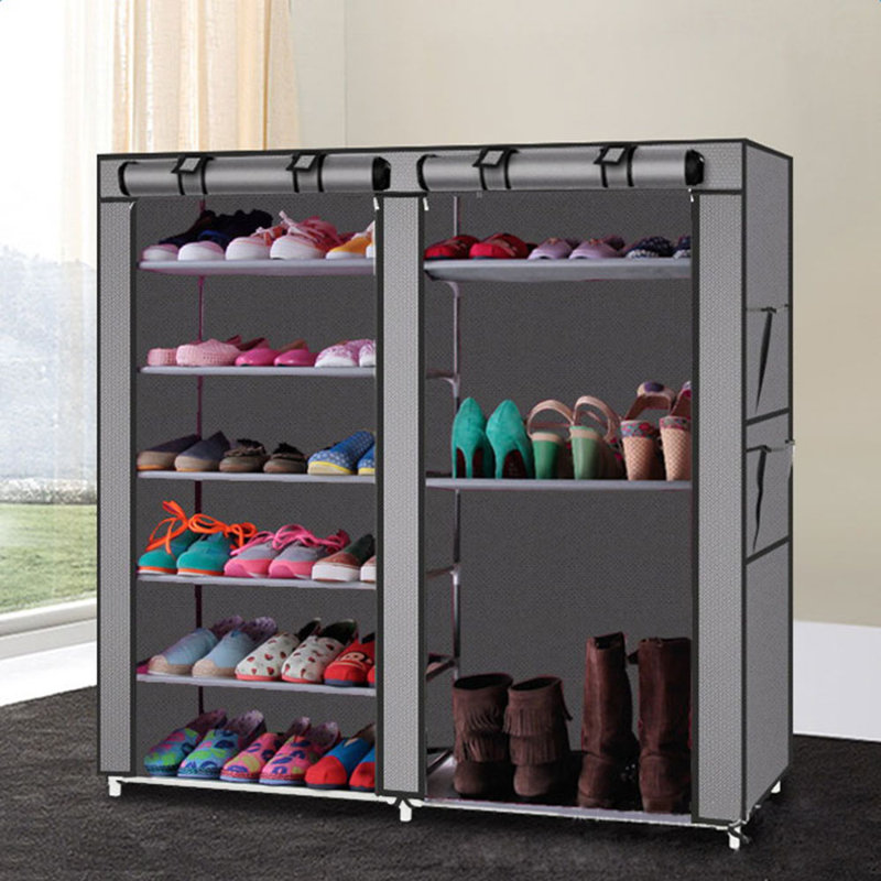 27 Pair Shoe Storage Cabinet, Gray