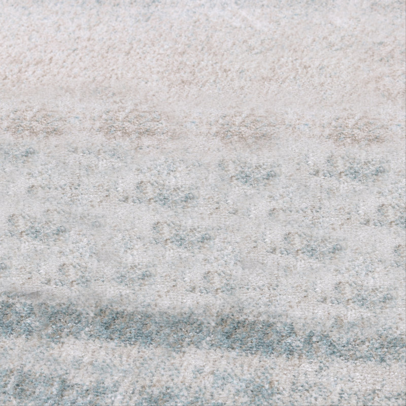 Machine Washable Nash Ivory/Blue Rug, Rectangle 7'10" x 10'