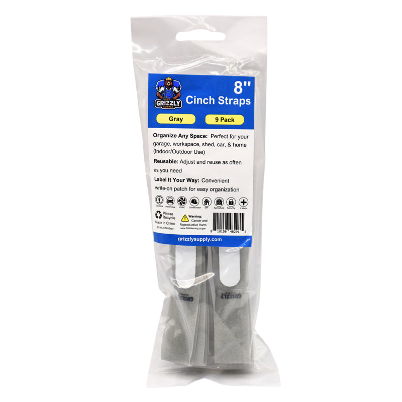 8" Hook and Loop Cinch Strap 9/pk