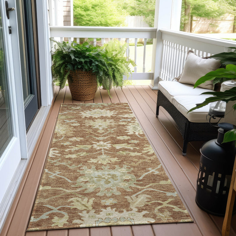 Machine Washable Indoor/Outdoor Cicel ACN1150 Paprika, Runner 2'3" x 7'6"