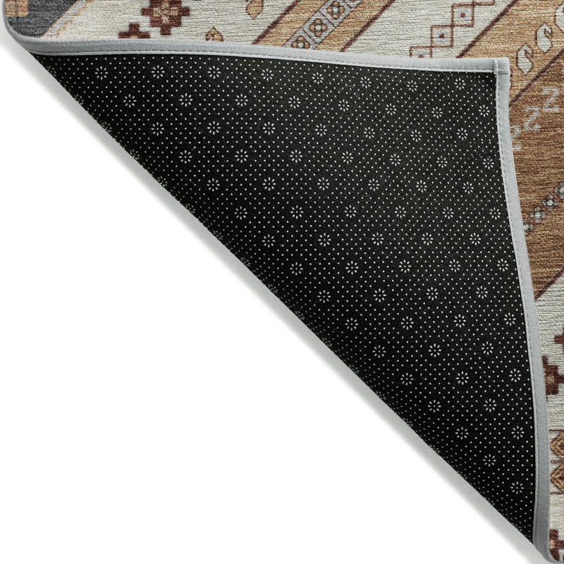 Copper and Beige Rectangular Washable Synthetic Area Rug 8' x 10'
