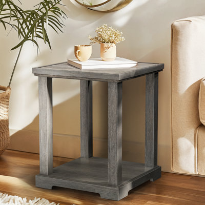End table  with storage, solid wood End table with lower shelf,Suitable for living room bedroom