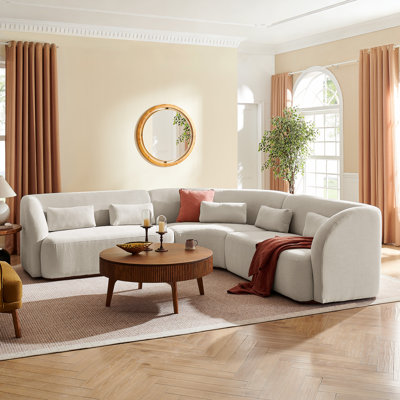 112" 3-Piece Curved Modular Sectional Sofa Upholstered Couch with Deep Seat Comfortable Upholstery Couch for Living Room