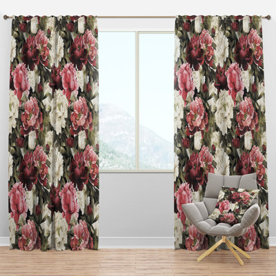 Panneau de rideau simple semi-diaphane avec passe-tringle Peony