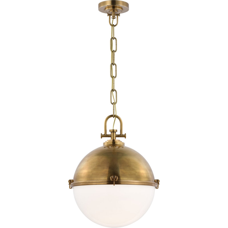 Chapman & Myers Adrian Globe Pendant, Antique Burnished Brass, 21.5" H x 17" W x 17" D