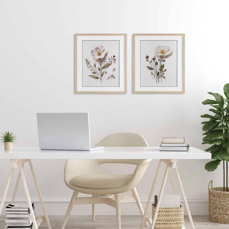 Ensemble de 2 impressions encadrées sous verre Minimal, Cadre de récolte en pin, H 16 po x l 13 po