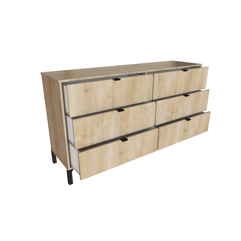 59'' W 6 - Drawer Dresser, Natural Wood