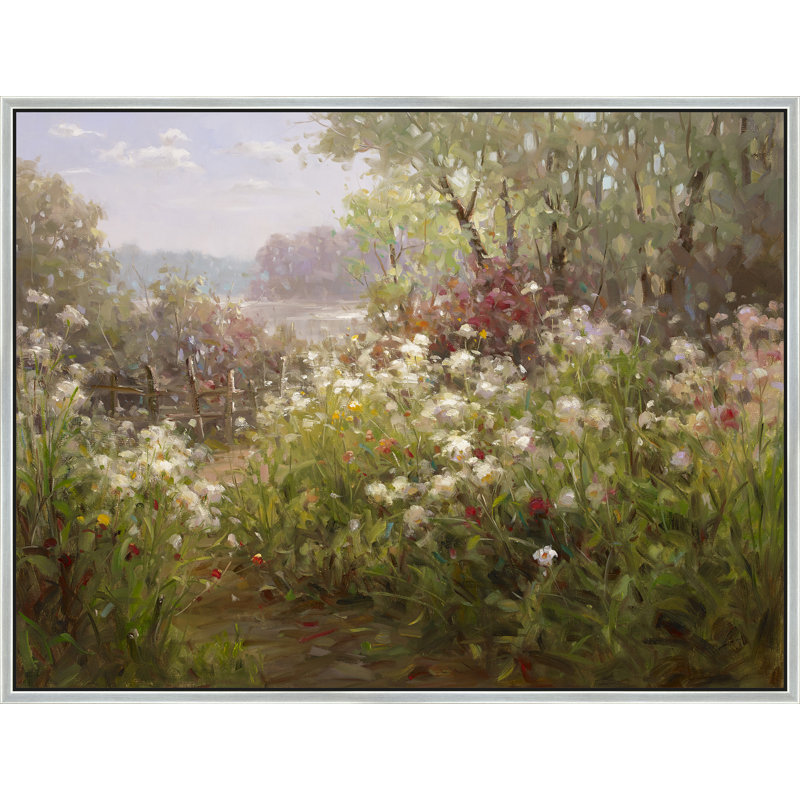 Wildflowers By The Fence Print, 50" H x 74" W, Silver