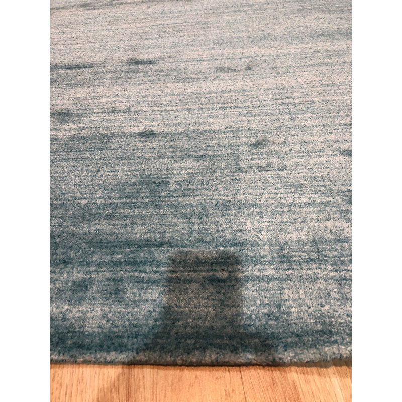 Tapis bleu tissé à la main Kelbark, Rectangle 8 pi x 10 pi