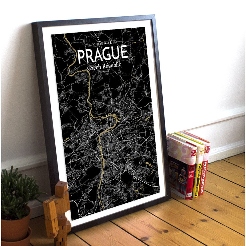 Prague City Map - No Frame Print, 43.2cm H x 27.9cm W x 0.13cm D