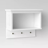 Wall Shelf with Hooks White -  Microfiber, Non-Slip Backing