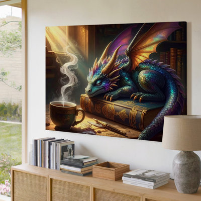 Wall Art Canvas Cozy Dragon Study Canvaswhimsical Fantasy Art Of A Sleeping Dragon