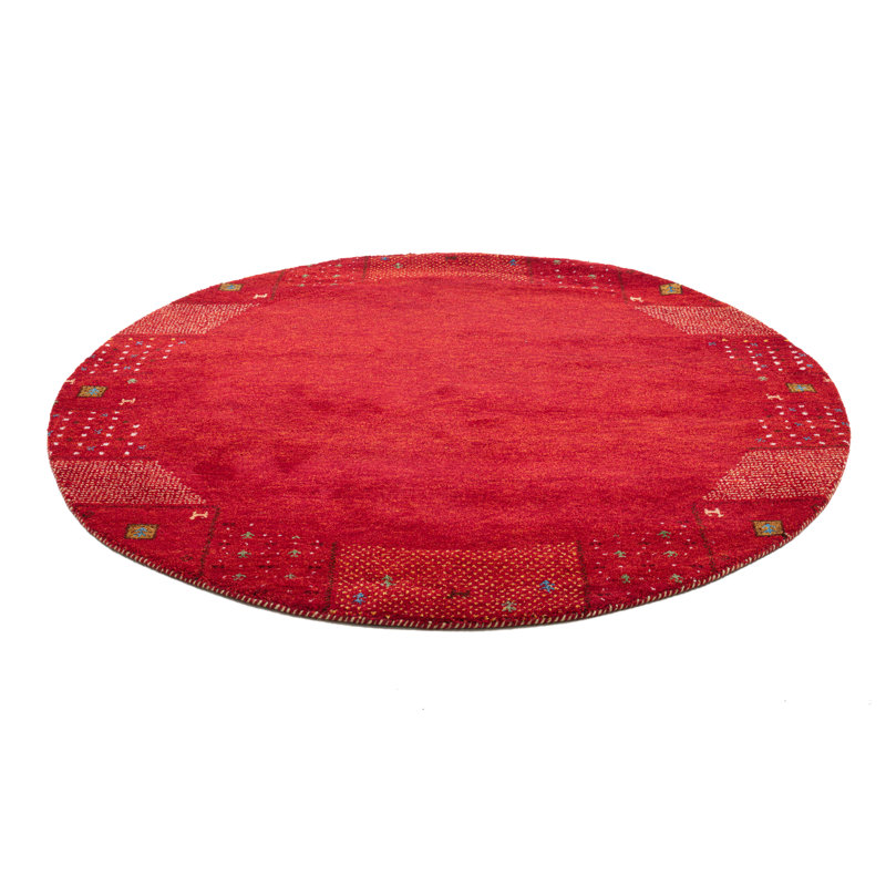 Hand Knotted Wool Red Rug, Round 190cm