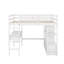 Lit mezzanine double avec bureau, tablettes de rangement et tiroirs