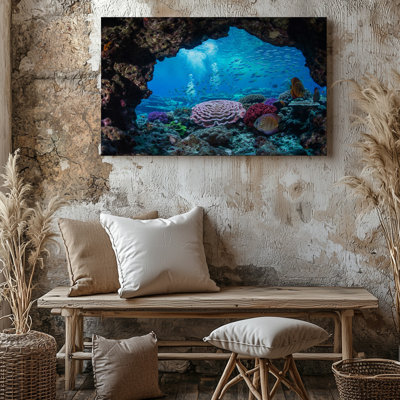 Scène de récif corallien sous-marin avec poissons colorés et vie marine, reproduction d'art sur toile pour le salon, la chambre à coucher, le bureau, le couloir, le vestibule, le mur de la galerie et la décoration moderne