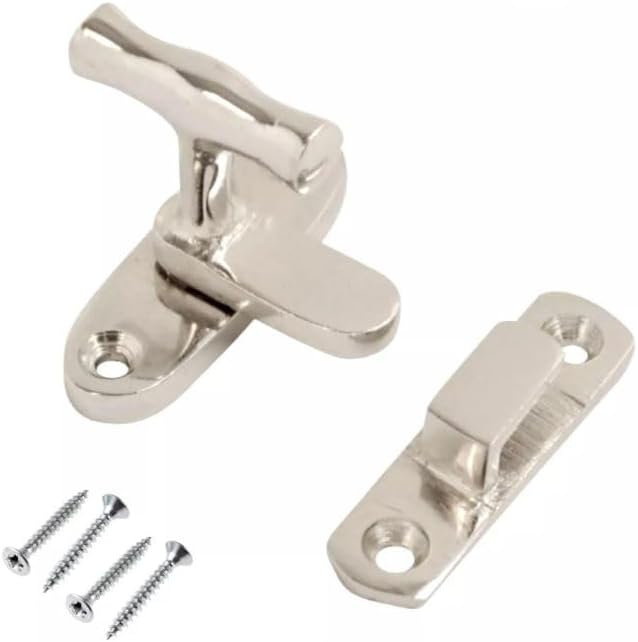 40mm Chrome Cupboard Catch – Thumb Turn Latch for Cabinet, Wardrobe, Hutch, Showcase, Glass Door – Polished Finish with Screws