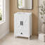 Meuble-lavabo de 61 cm (24 po) avec lavabo en céramique et rangement dissimulé (sans robinetterie) - Blanc-1869364594-1869375479