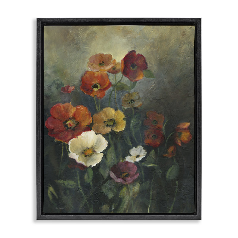 Cadre flottant Poppies at Dawn, design par Carol Robinson, Noir, H 21 po x l 17 po