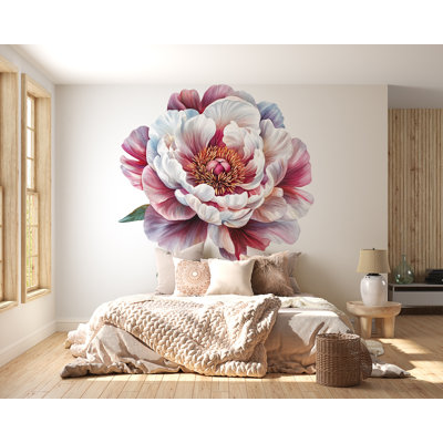 Adhésif décoratif grande pivoine - aquarelle floral décoratif pour chambre 022Mv