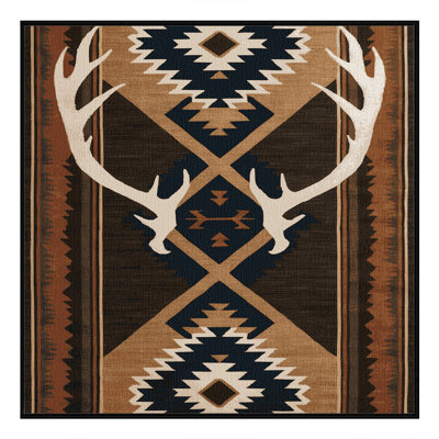Washable Antler Southwestern Area Rug