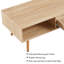 Table basse Boho avec pieds en bois massif et tiroir de rangement coulissant-322085555
